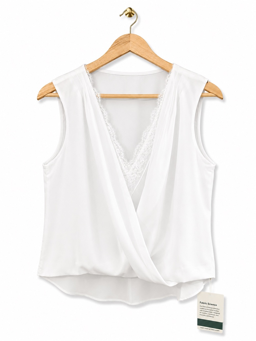 Halara NWT White Sleeveless Surplice Blouse Lace V-Neck Top Medium